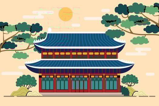 Asian architectural design with trees vector