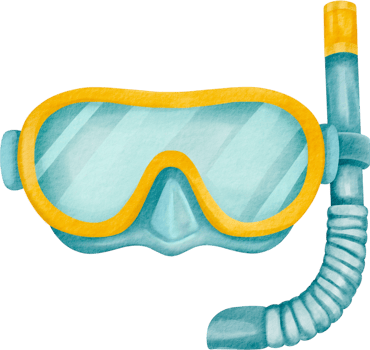 Watercolor Snorkeling Mask Blue Yellow Clipart png