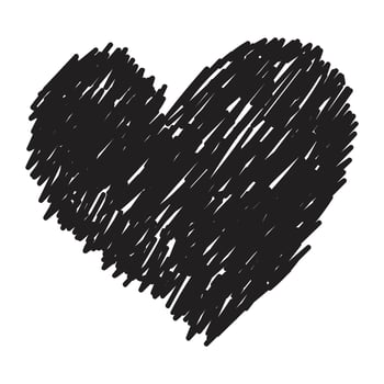 Abstract doodle love hearts on white background. vector