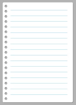 Page of lined white paper from a spiral notebook illustration vector