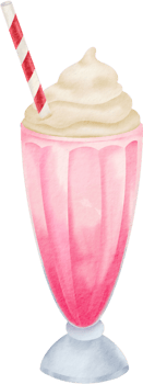Pink milkshake watercolor illustration png