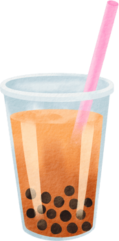 Bubble milk tea watercolor illustration png