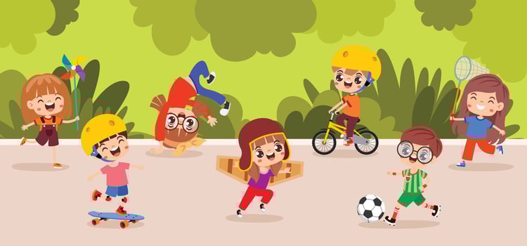 Children playing games in a park vector