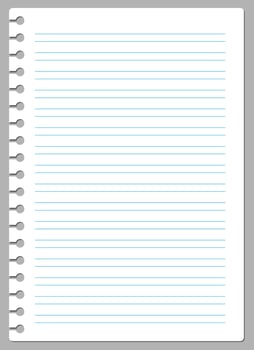 Torn Page of double lined white paper from a spiral notebook illustration vector