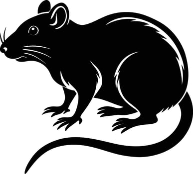 Black silhouette of a rodent with a long tail and whiskers vector