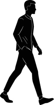Silhouette of a man walking confidently on a white background vector