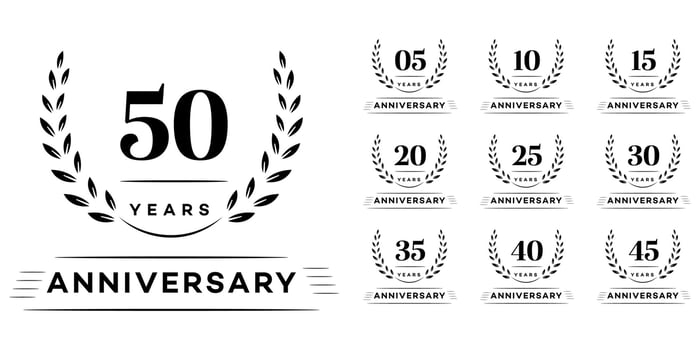 Set of Anniversary Logos with Laurel Wreaths vector