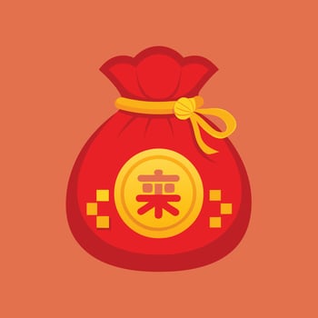 Red Money Bag Illustration, Chinese New Year Wealth Symbol, Lucky Fortune Pouch Clipart, Festive Holiday Design, Isolated Art for Prosperity and Celebration vector