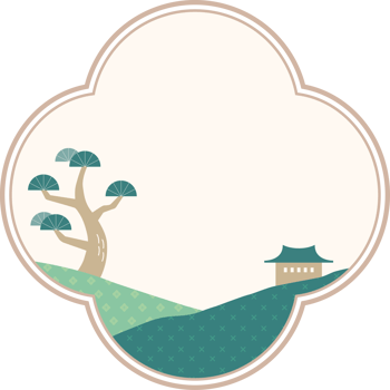 Korean Window with Pine Tree and Hanok Landscape png