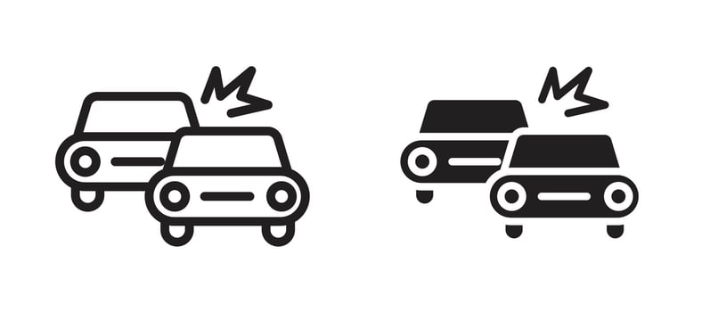 Accident icon in black modern and lines and solid vector
