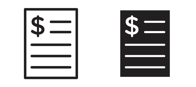 Bank statement icon in black modern and lines and solid vector