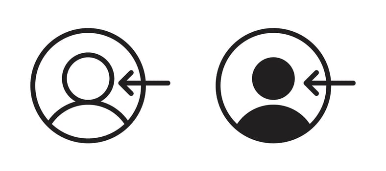 Login icon in black modern and lines and solid vector