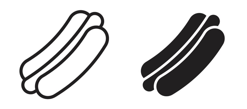 Hot dog icon in black modern and lines and solid vector