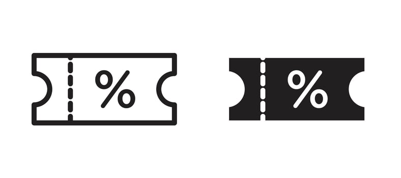 Coupon icon in black modern and lines and solid vector