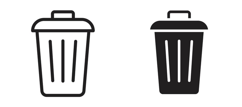 Trash icon in black modern and lines and solid vector