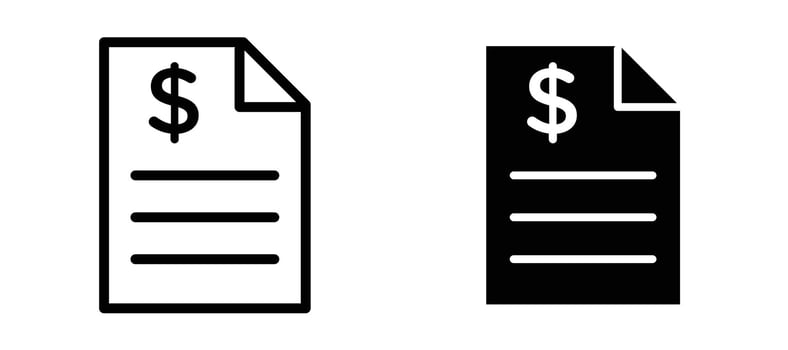Invoice icon in black modern and lines and solid vector