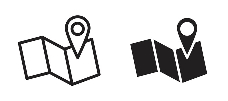 Map icon in black modern and lines and solid vector