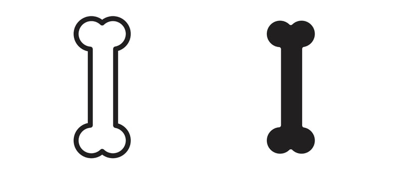 Bones icon in black modern and lines and solid vector