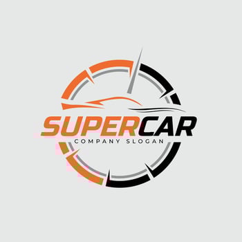 Supercar Logo Design. Sleek Sport Car Silhouette Symbol In Modern Automotive Style. vector