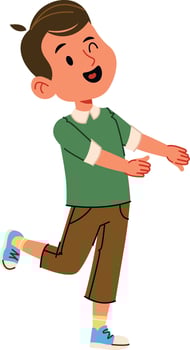 Cheerful Boy Walking Happily vector