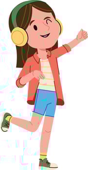 Girl Dancing with Headphones vector