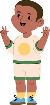 Cheerful Child Boy with Raised Hands vector