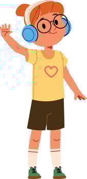 Girl with Headphones Waving vector