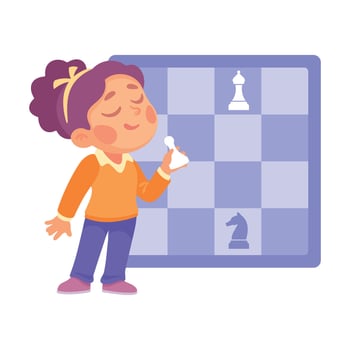 Girl Play Chess Enjoy Logic Game Illustration vector