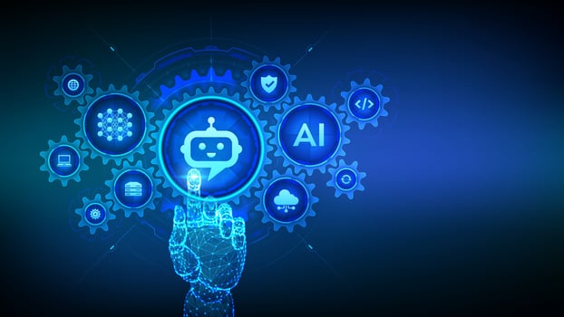 AI chatbot technology and gears vector