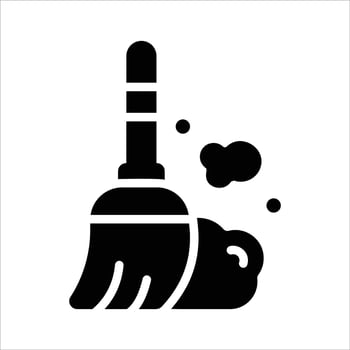 Sleek glyph icon of detailed broom cleaning. vector