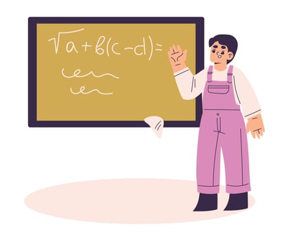 Boy Character Stand at Chalkboard in School Have Schedule and Daily Routine Activity Illustration vector