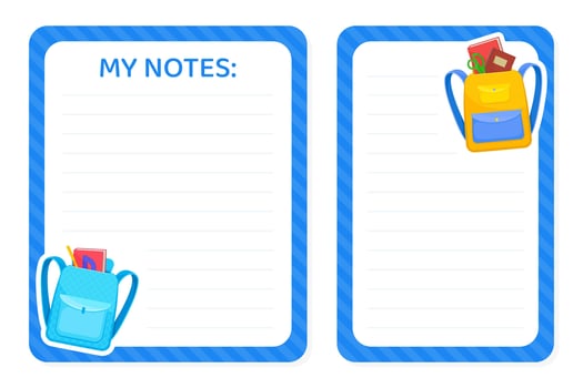 Back to School Notepad Design with Supply Template vector