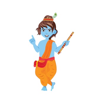 Happy Janmashtami with Standing Krishna illustration vector