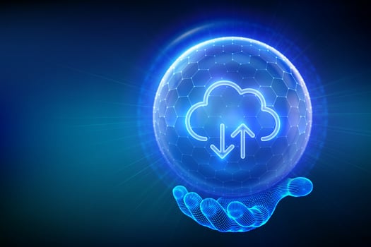 Digital cloud concept with upload icon vector