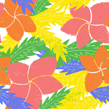 tropical flowers and leaves on a white background vector