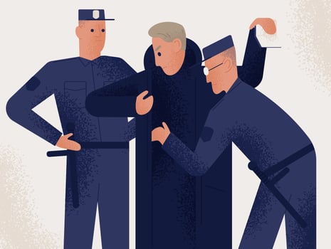 Police officers managing a suspect vector