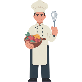 Male Chef Holding Bowl with Whisk png