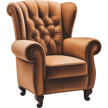 Brown Leather Armchair Vintage Style png