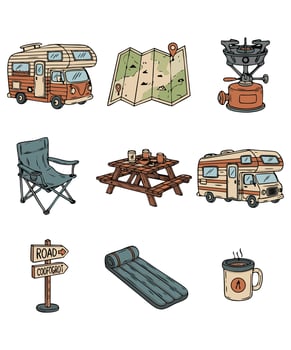 Camping essentials for outdoor adventures vector