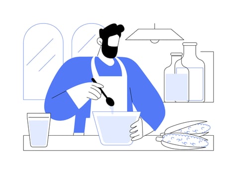 Corn syrup production isolated cartoon illustrations. vector