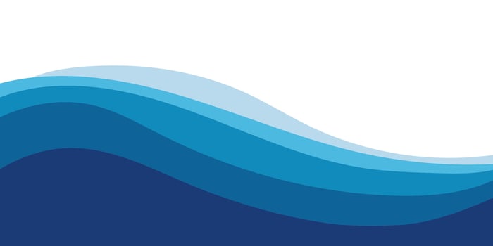 Blue sea wave background. Curved ocean abstract waves lines wallpaper. vector