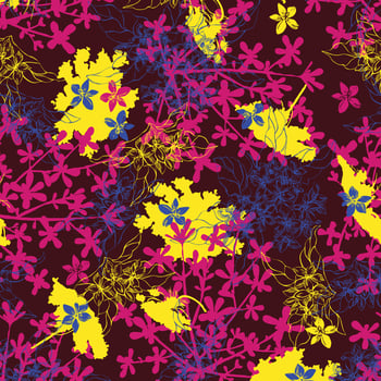 Colorful floral pattern on dark background vector