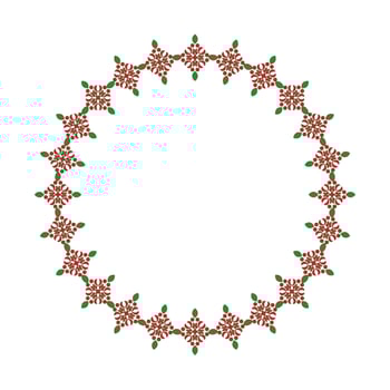 Round frame pattern floral design Christmas theme. circular border. vector