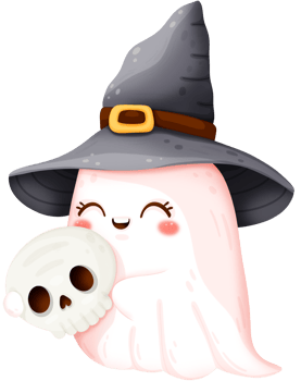 Smile ghost and skull png