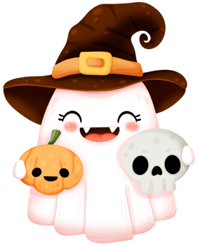 Pumpkin ghost and skull png