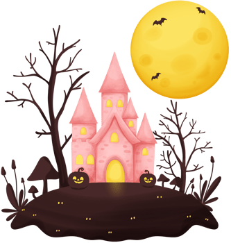pink castle halloween png