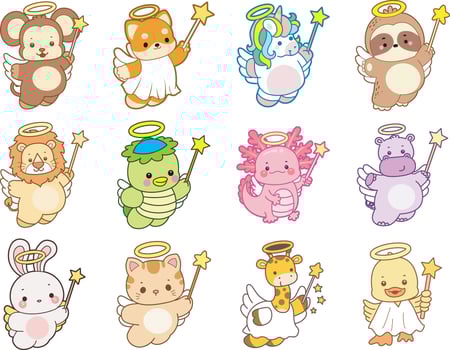Angel animals with stars and wings vector