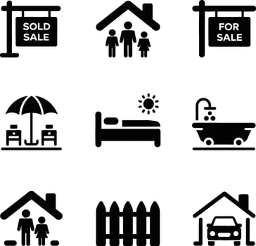 Real Estate and Home Amenities Icons vector