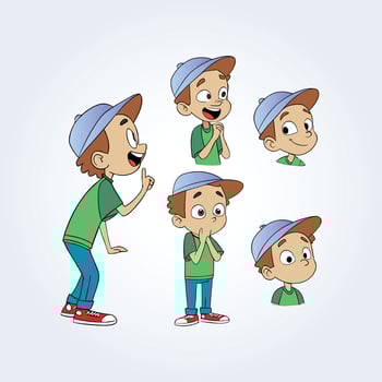 Animated character with various expressions vector