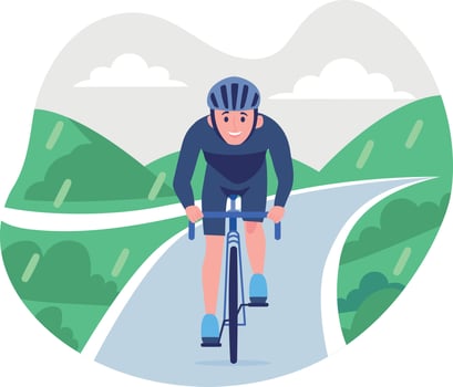 Cyclist on a winding road vector